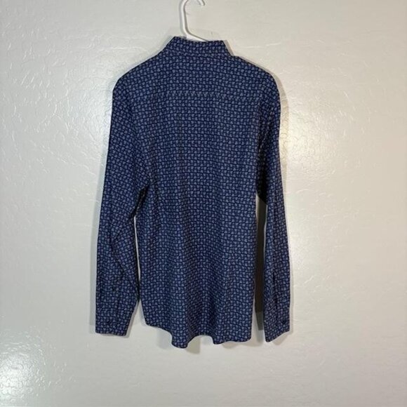 Eton Dress Shirt Mens 16 41 Blue Poplin Slim Fit Micro Paisley Button Front - Picture 5 of 7